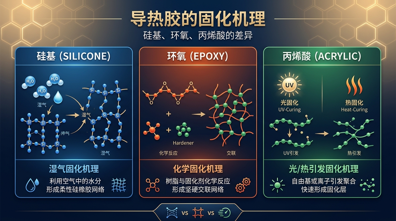导热胶的固化机理：硅基、环氧与丙烯酸的核心差异